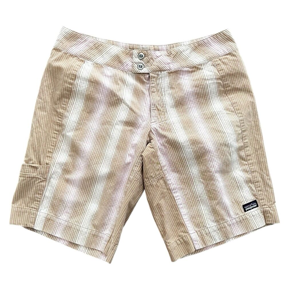 Patagonia Shorts Women Size 10 Slabstick Striped‎ Flat Front Hiking